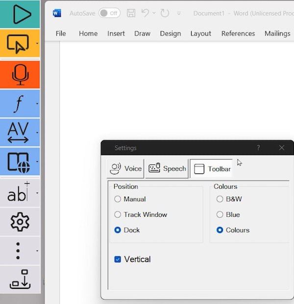 Sensory Readable Toolbar View